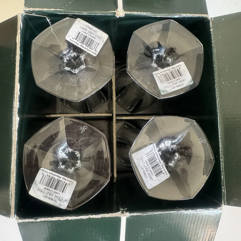 Ralph Lauren Lumiere Crystal Goblets, Etched LRL Set Of 4 RARE**